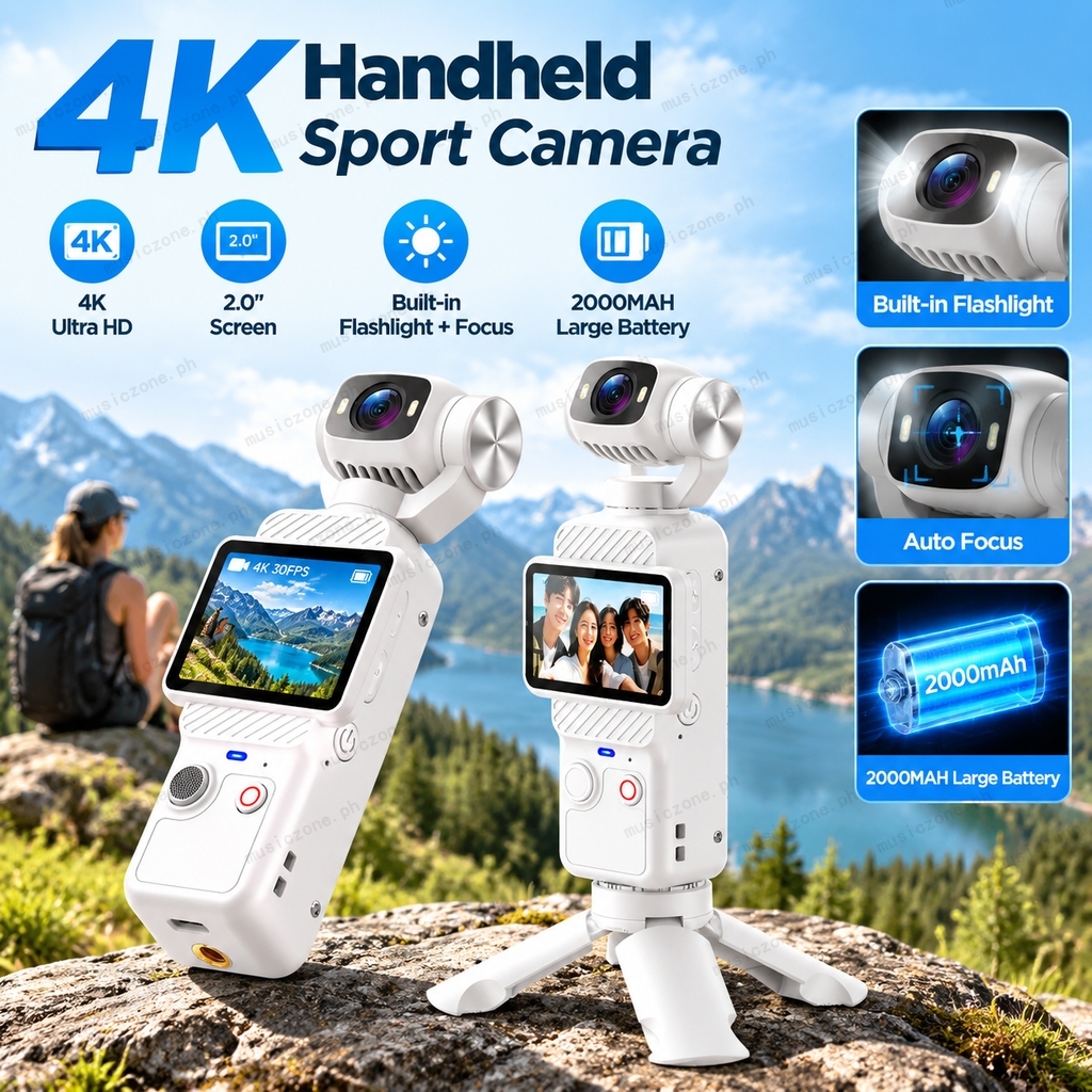 Mini Câmera De Ação Portátil , Gravação De Vídeo 4K , Luz De Preenchimento Embutida , Bolso Com Bateria Longa Para Vlog