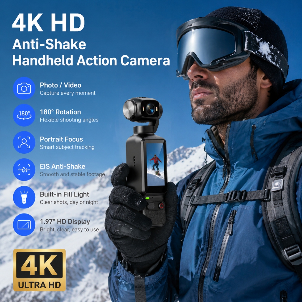 Câmera De Ação De Bolso 4K HD Com Tela De 1.97 Polegadas Mini Gravador De Vídeo DV Para Ciclismo/Viagens/Vlogging Ao Ar