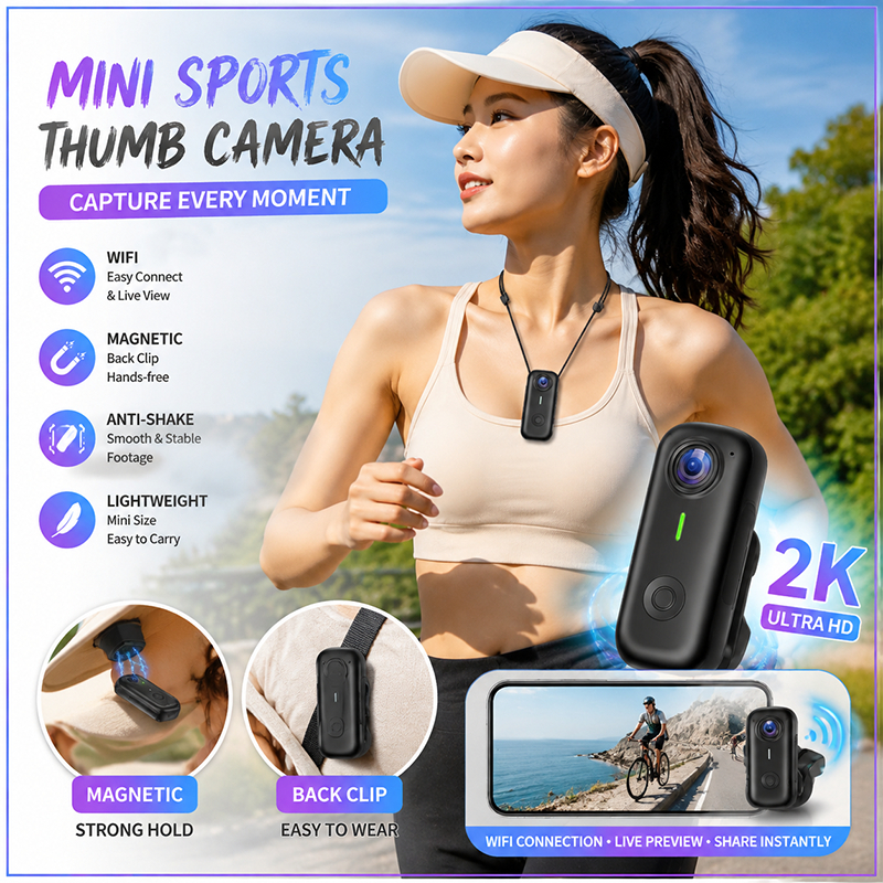 Mini Câmera De Ação Polegar 2K HD POV Portátil Corpo Wearable À Prova Dwaterproof Água Ciclismo Gravador