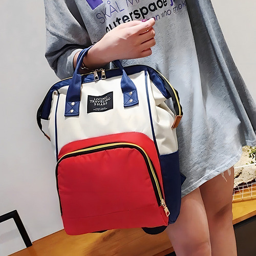 Mochila Maternidade Living Traveling Coral Poliéster Impermeável Geométrico