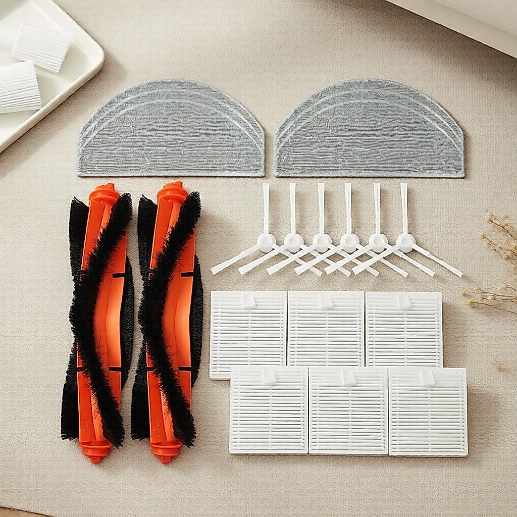 Kit de Acessórios para Robô Aspirador Xiaomi E10/E10C/E12/B112/Mijia 3C Plus C103: Escova Principal, Escovas Laterais,
