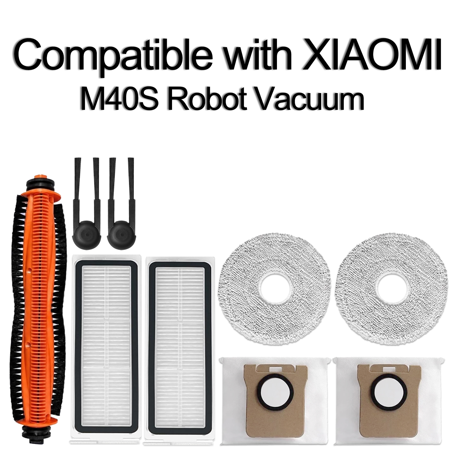 Compatível com o robô aspirador Xiaomi Mijia M40S OV31CN, este kit inclui rolo principal tricut, escova lateral para