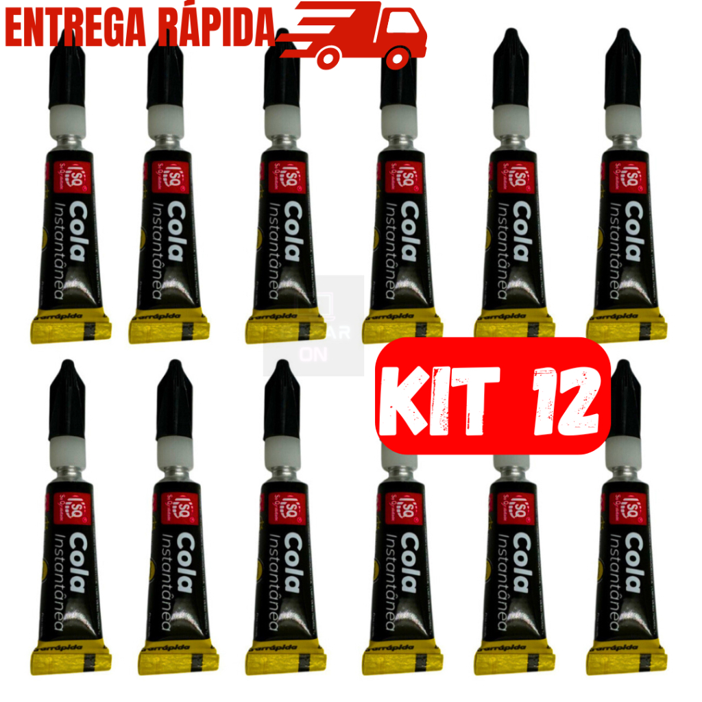 Kit 12 Super Cola Instantânea Cola Madeira Metal Plástico Couro Bonder Cola Tudo