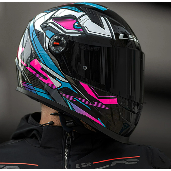 CAPACETE LS2 CLASSIC FF358 X DRON CYAN