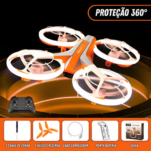 Drone Quadricóptero de Longo Alcance e Fácil Pilotagem Estável Laranja