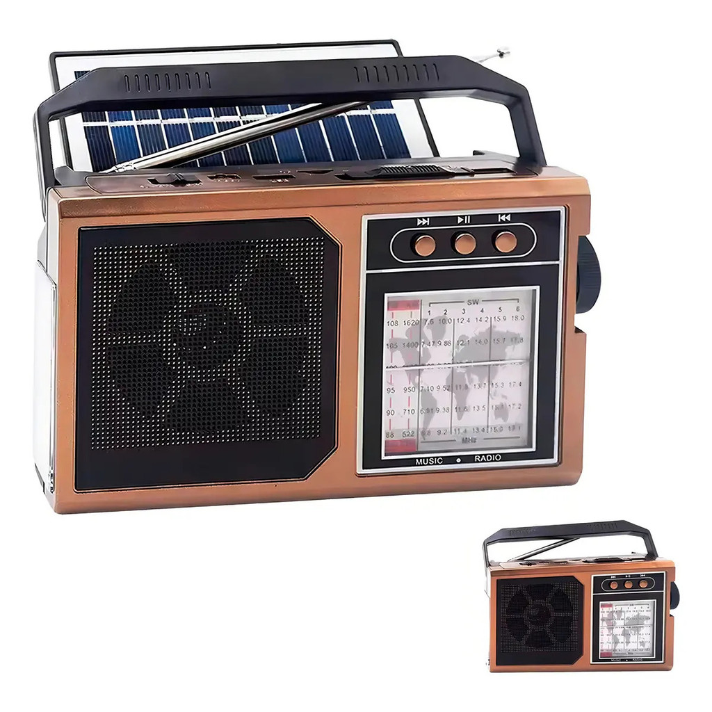 Rádio Portátil Retrô Lelong LE-679  Solar AM FM SW