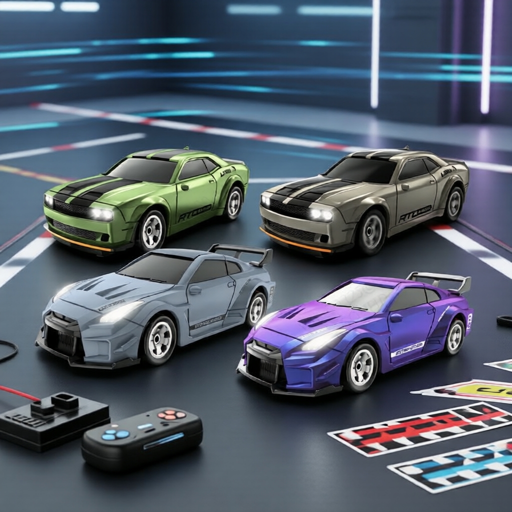 Carro RC Mini Drift em escala 1:64, rádio controle de alta velocidade para mesa – brinquedo recarregável, ideal para