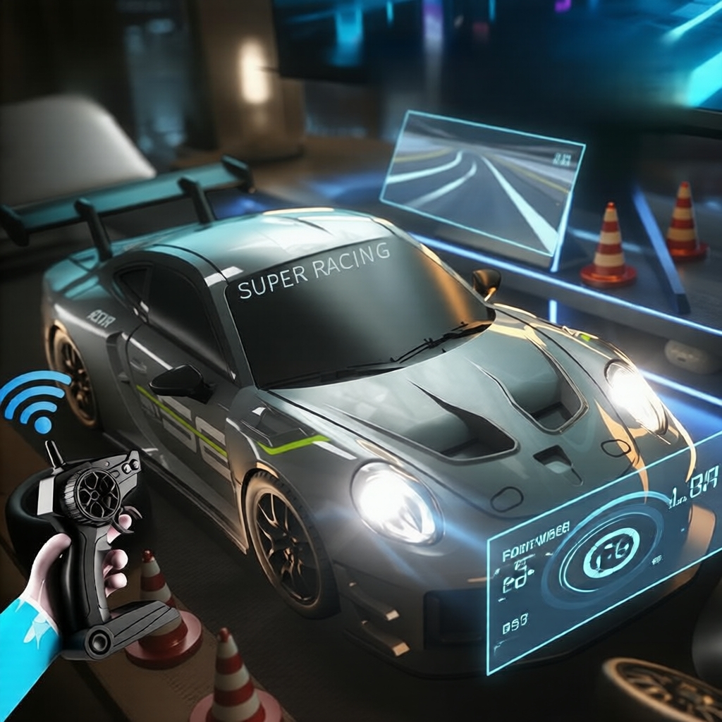Carro RC Drift Mini 4WD Escala 1:64, Veloz, Controlado por Rádio com Pneus de Drift e Corrida