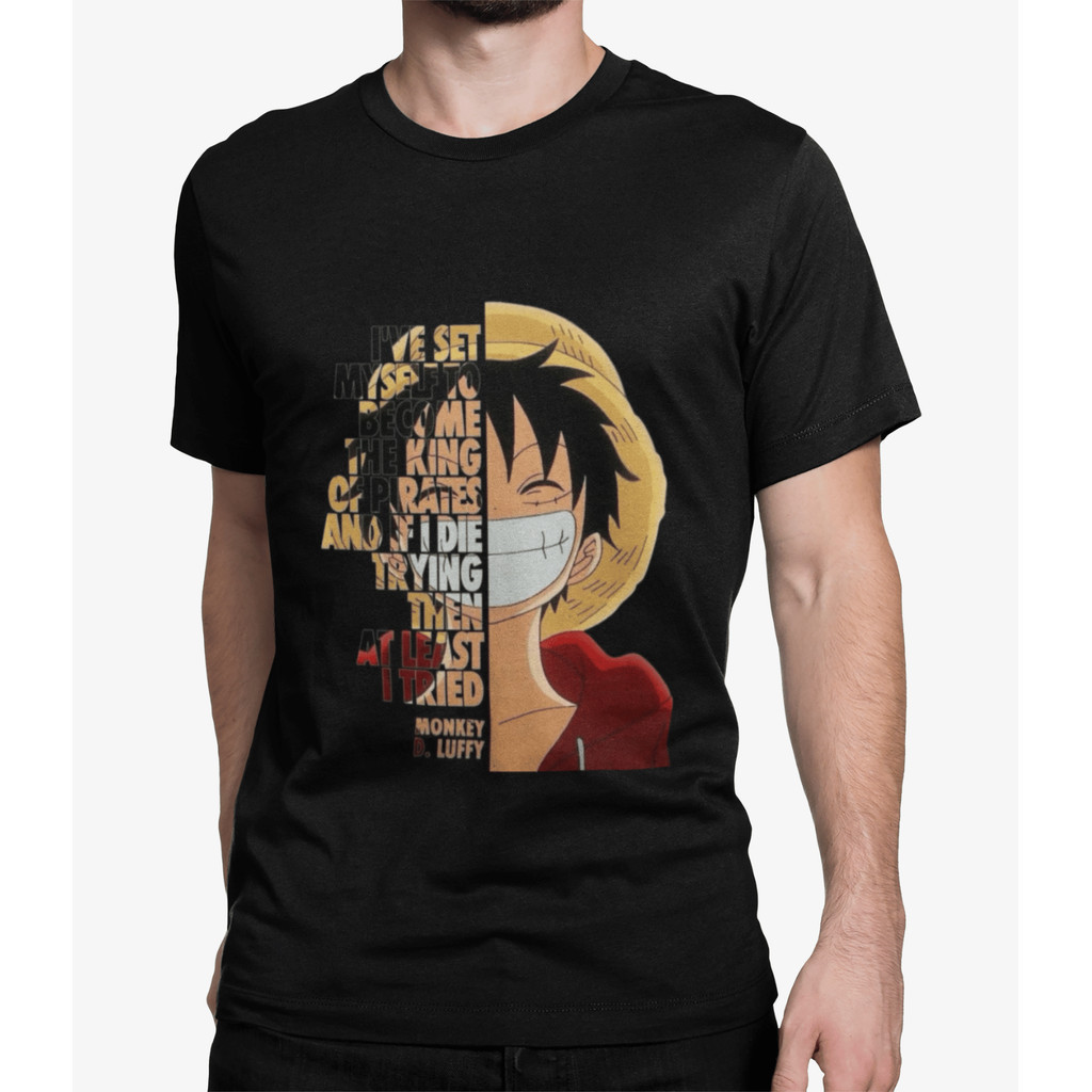 Camiseta One Piece Luffy Anime Masculina Branca Preta - Blusa 100% Algodão Unissex