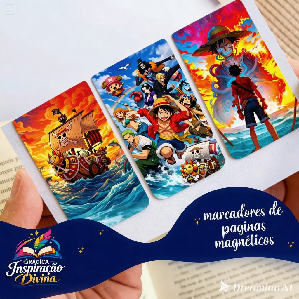 Marcador de Página Magnético 3,2x10cm One Piece | Anime | Luffy | Presente Geek
