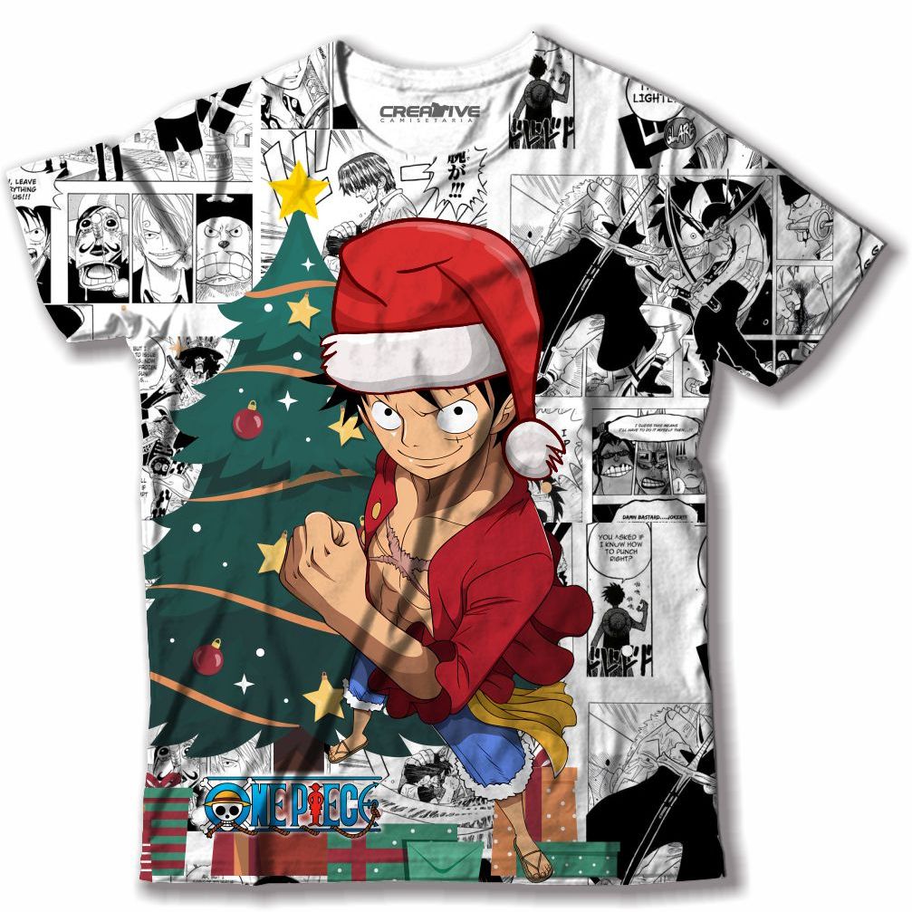 Camisa Camiseta Natal One Piece Anime