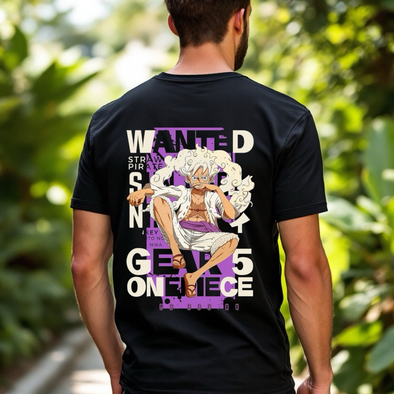 Camisa One Piece Luffy Camiseta Wanted Luffy Procurado Marcha 5 Blusa de Anime PB