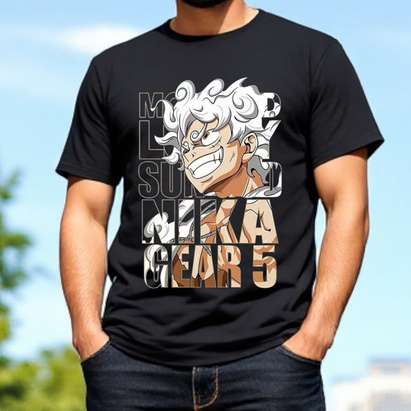Camiseta Básica Unissex Luffy Anime One Piece Gear 5 Algodão Blusa Unissex