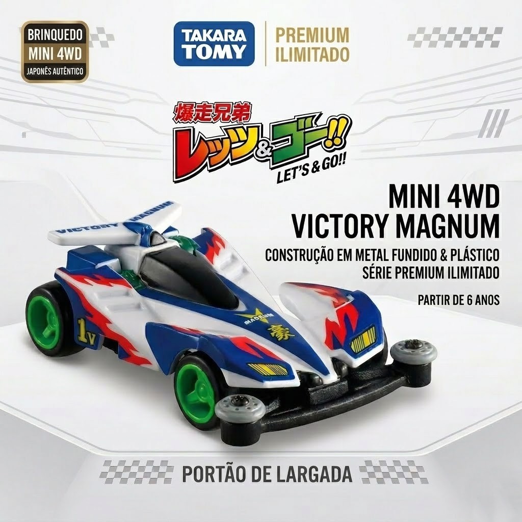 [Direto do Japão] Carrinho Tomica Premium Unlimited Let's & Go!! Mini 4WD Victory Magnum - Takara Tomy Original 100% Aut