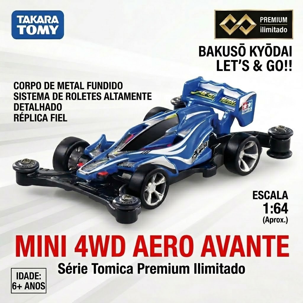 [Direto do Japão] Carrinho Tomica Premium Unlimited Mini 4WD Avante Jr. - Takara Tomy Original 100%