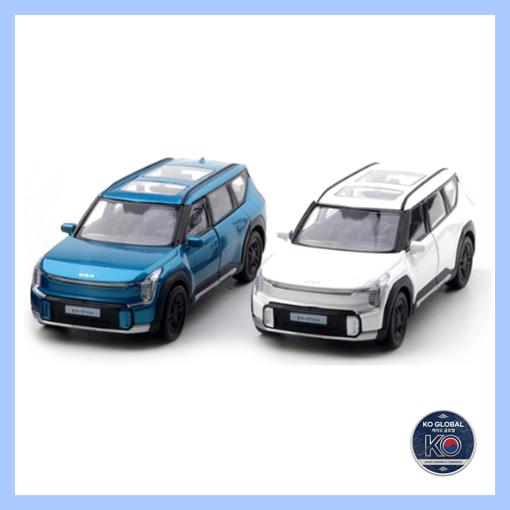 [Coréia] 🇰🇷 Welly Kia O Novo Mini Carro Elétrico SUV Fundido Em EV9 1 : 38 (Azul/Branco)/De Brinquedo De Ação Pull-Back