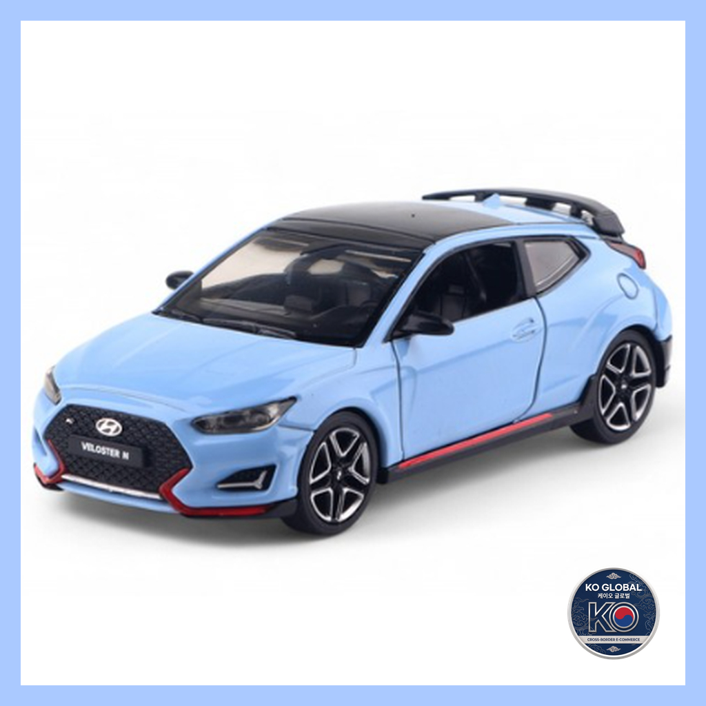 [Coréia] 🇰🇷 Hyundai Veloster N Diecast Mini Carro 1 : 38/Desempenho Azul Pull-Back Hot Hatch Toy Car