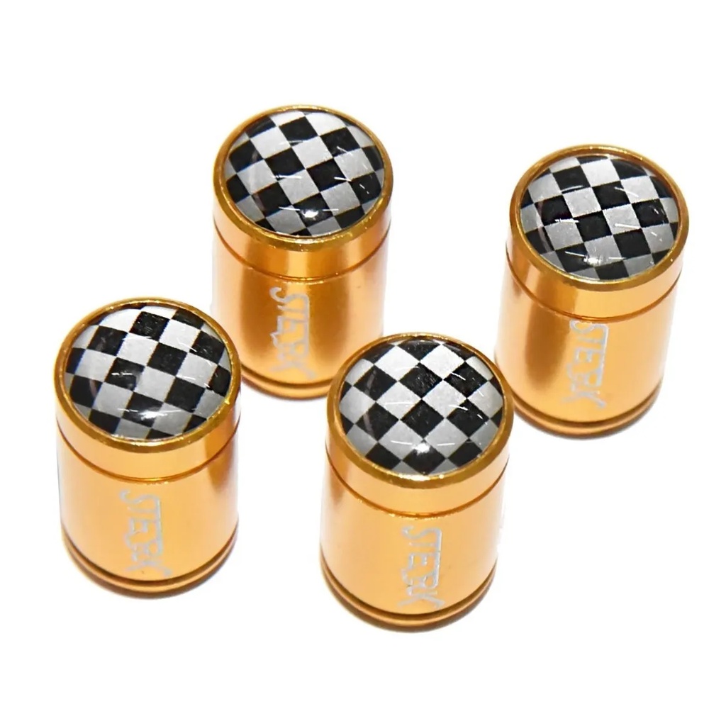 conjunto com 4 de bicos de válvula para pneu logo xadrez Mini Cooper Clubman Countryman Paceman F57 R55 R56 R57 Coupe Hardtop Sterk