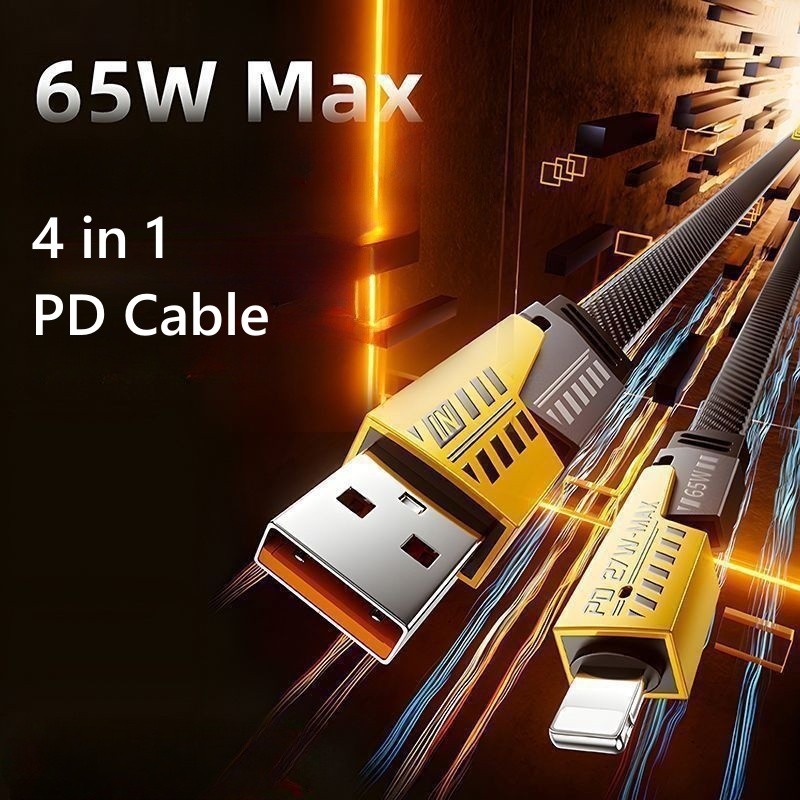 1.2M PD 65W 27W 4 Em 1 Cabo De Dados USB C De Carga Rápida Para iPhone Samsung Xiaomi iPad Laptop