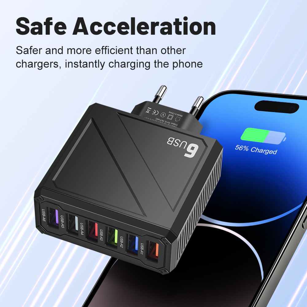 6 Portas 3.1A Adaptador De Carregador De Telefone Rápido USB 6 In1 Mulit EU UK Viagem QC3.0