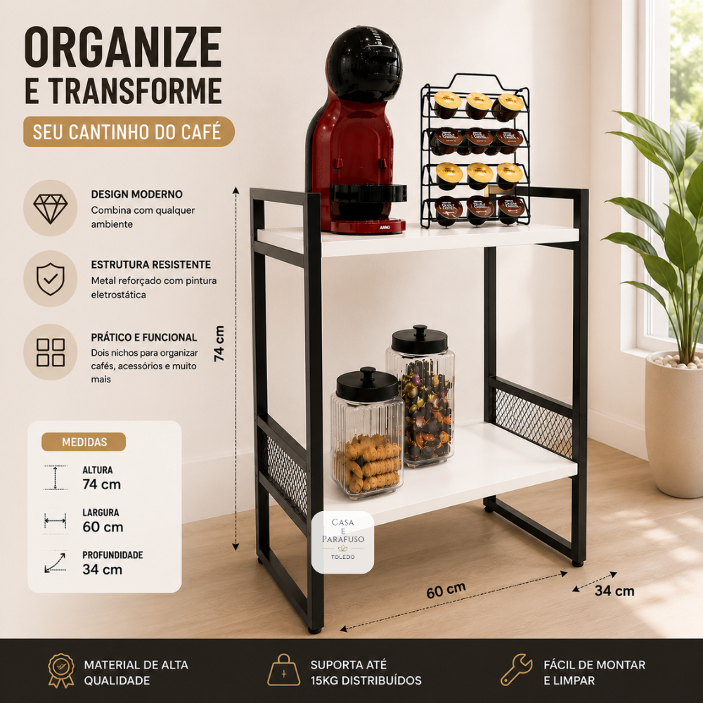 Mesa Aparador  de Apoio Lateral Estilo Industrial - COD 94