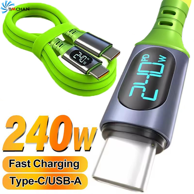 [Brilhante] Cabo De Dados Com Display Digital Duplo Tipo C 240W 6A-Carregamento USB-Carregador De Telefone-A Para , 1.5M