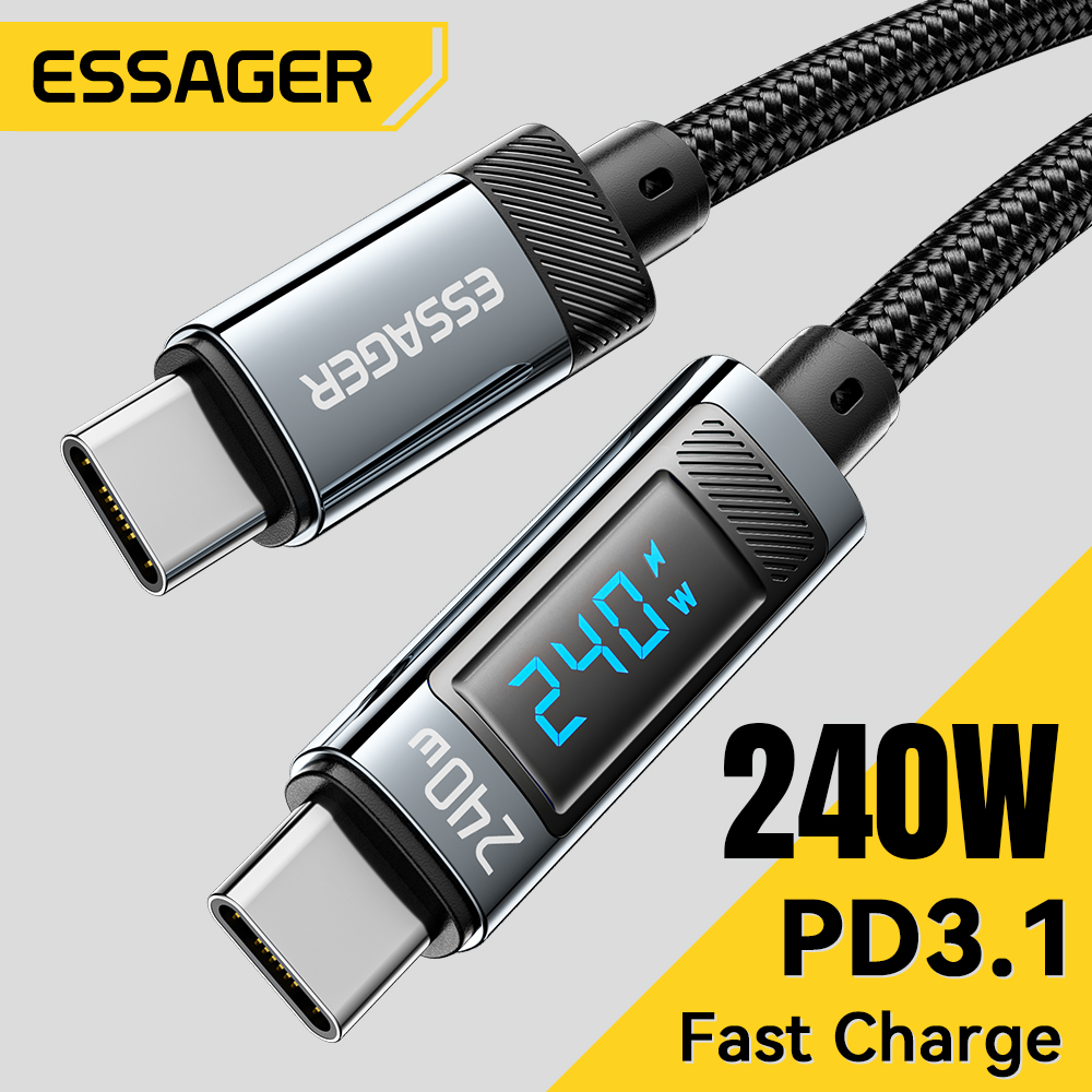 Essager Cabo de Dados Display Digital 240W PD Super Flash Carregamento 6A Para Xiaomi 14Pro Redmi K70 POCO X6 3Pro