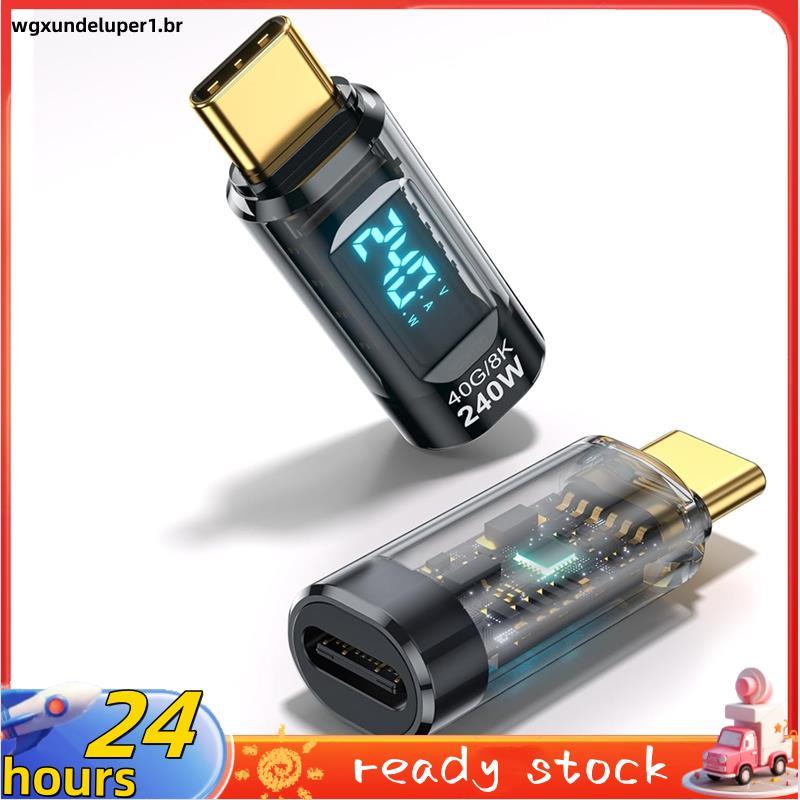 Medidor De Energia Testador 2Pc 240W USB-C Adaptador LED Display Digital Tipo Macho Para Fêmea Conector De Extensão Tele