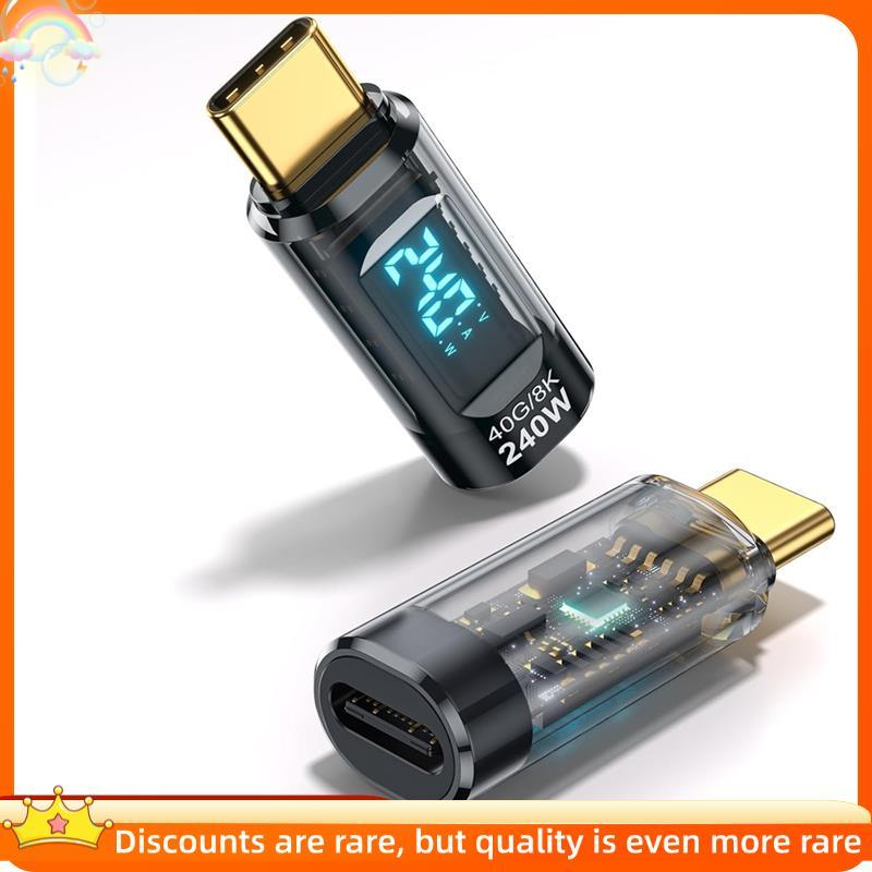 Testador De Medidor De Energia 2Pc 240W Adaptador USB-C LED Display Digital Tipo Conector De Extensão Macho Para Fêmea T