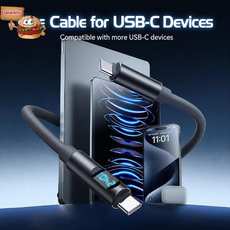 Jiarenitu 240W USB C Para Cabo De Carregamento Rápido LED Display Digital Silicone Durável Telefone B