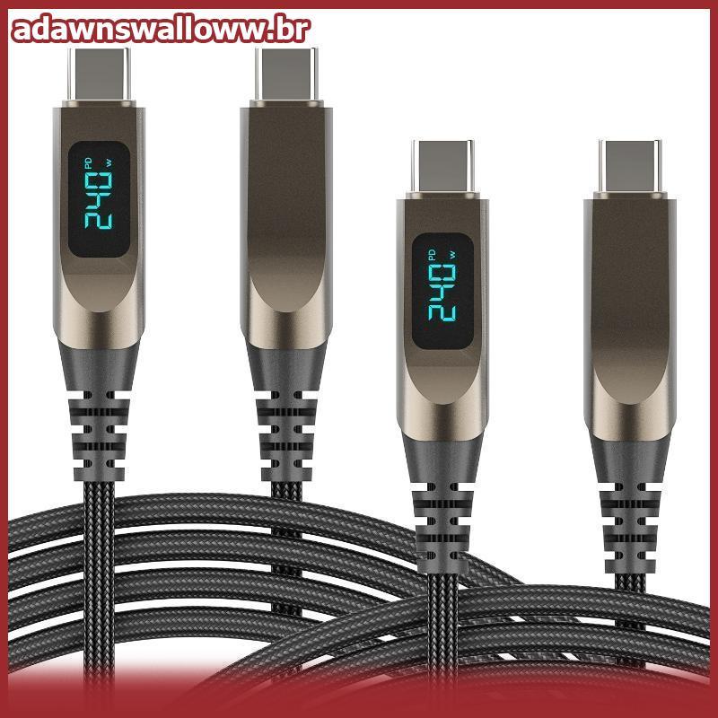 Cabo ADAWN USB C 240W Display Digital 5A Trançado PD Carregamento Rápido BR