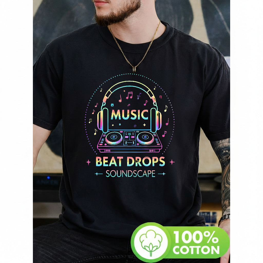 Camiseta Masculina Estampa Headphones Music Beat Drops Moderna Estilosa Premium Urbana