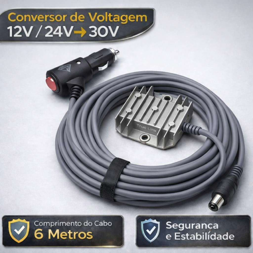 Conversor Dc com Botão P/ Starlink Mini 12/24v 30v 3 Em 1 Veicular 6 metros