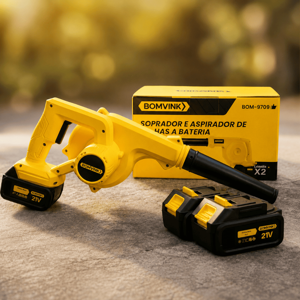 Soprador Turbo Profissional C/ 2 Baterias 400W 110/220v Bivolt C/ Carregador e Acessórios