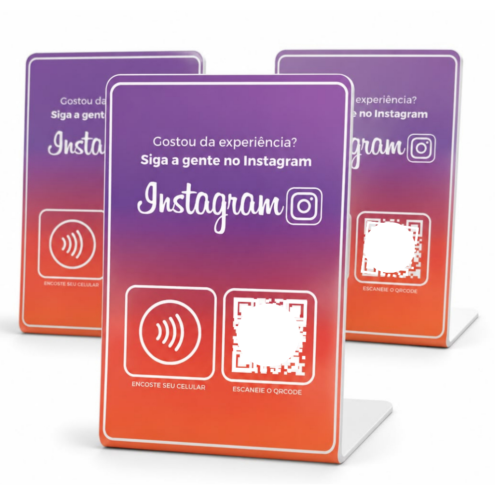 Placa Instagram Com Nfc E Qrcode (aproximação) onetag cartão de visita digital 1 unidade