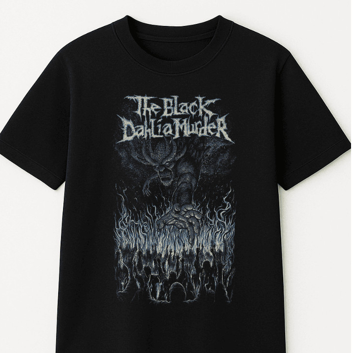 Camiseta Casual Preta Estilo Rock 100% Algodão Modelo Dahlia Murder Promoção Especial para Roqueiros