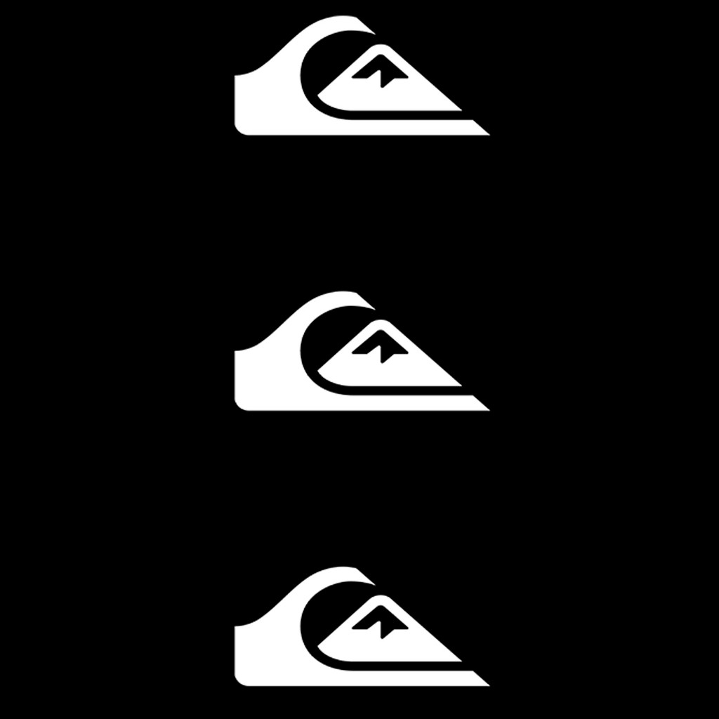 Kit 3 Adesivos Carro Moto Logo Quiksilver 15cm x 7cm Branco