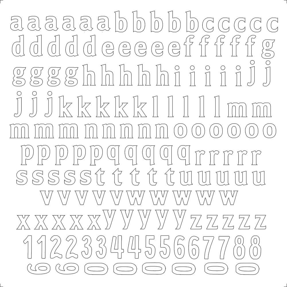 Transfer Têxtil Litoarte 13,5x13,5 TTQ4-044 Alfabeto Minúsculo Letra 0,7cm Branco
