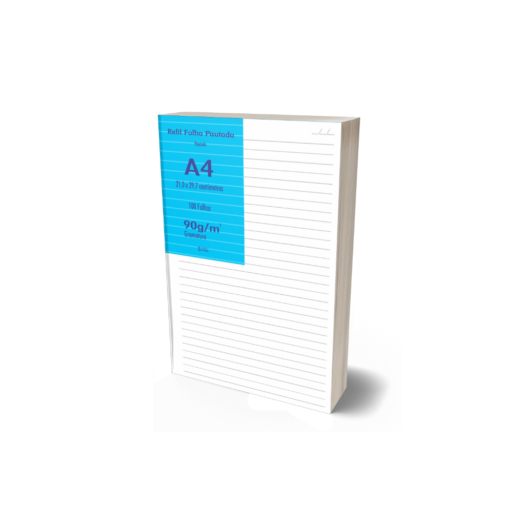 Papel A4 Offset Branco 90g Pautado 100 Folhas 21x29,7cm A4
