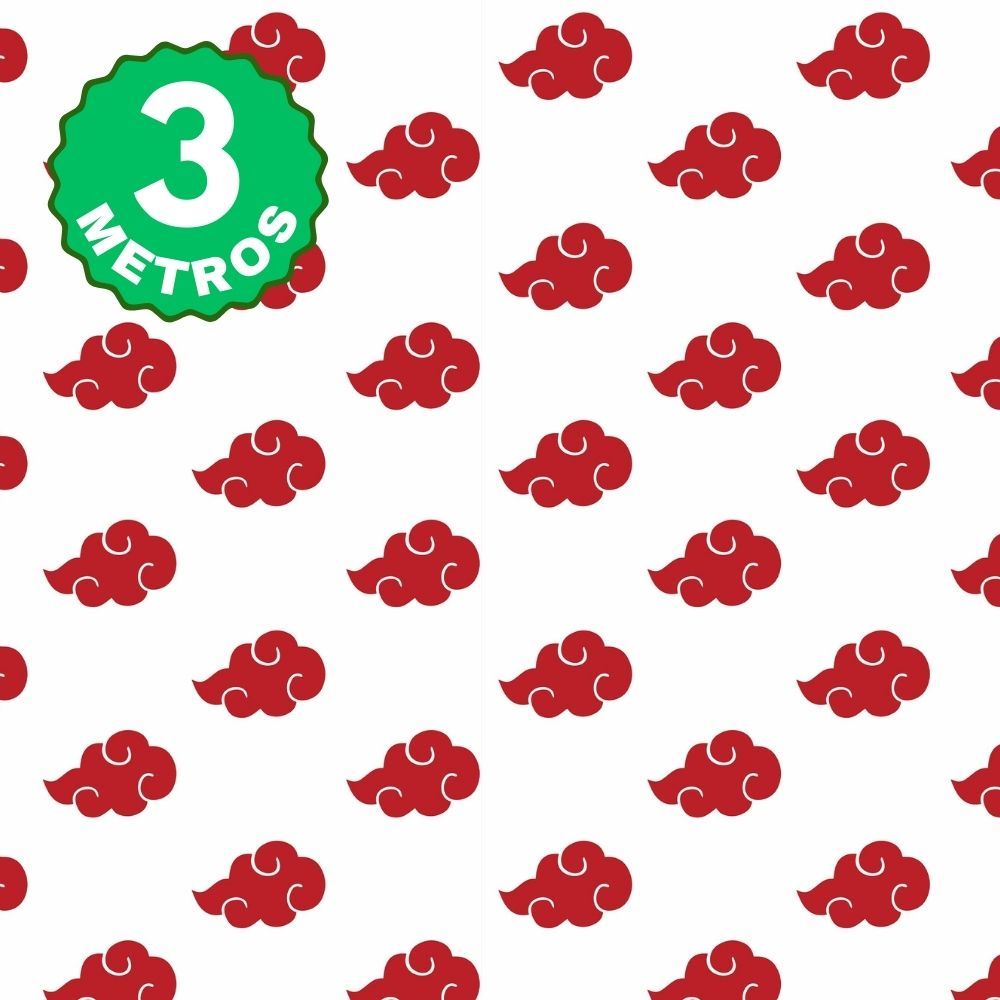 Papel de Parede Anime Naruto Adesivo Lavável Nuvens Akatsuki Rolo de 3 Metros