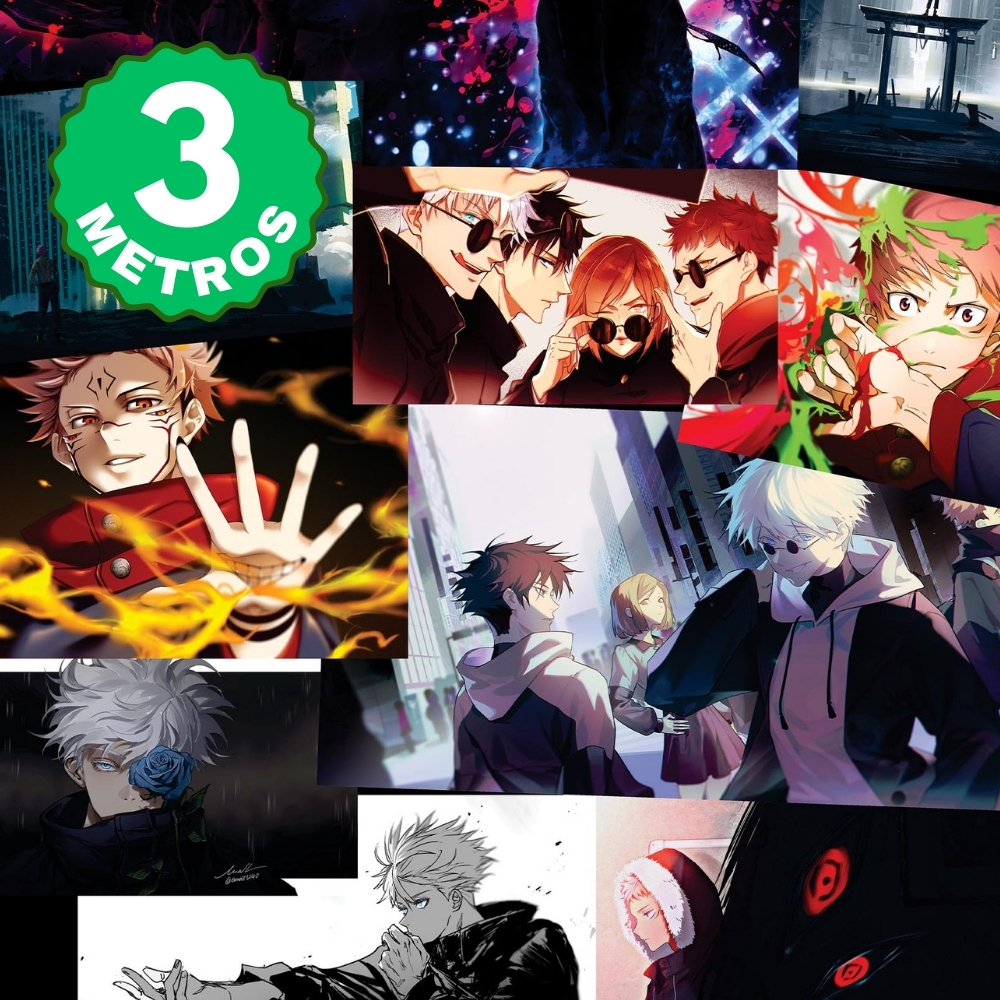 Papel de Parede Adesivo Jujutsu Kaisen Adesivo Gamer Geek Quarto Animes Infantil Lavável 3 Metros