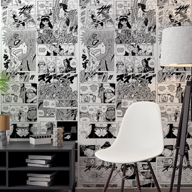 Papel de Parede Adesivo Anime Naruto Vs Garra Preto e Branco Manga Rolo Lavável - Pro Decor