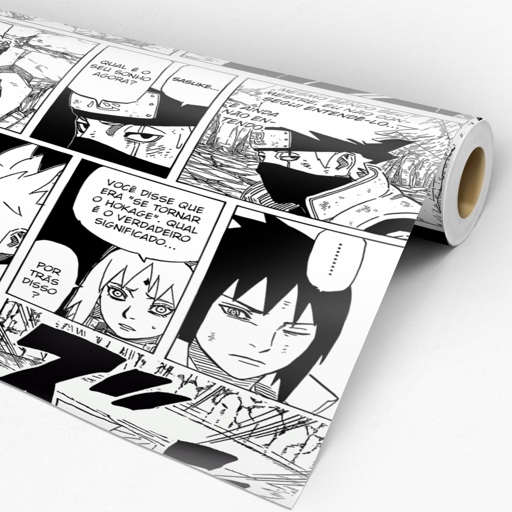 Papel De Parede Adesivo Naruto Manga Anime Preto E Branco Quarto Gamer Geek Adesivo 3 Metros