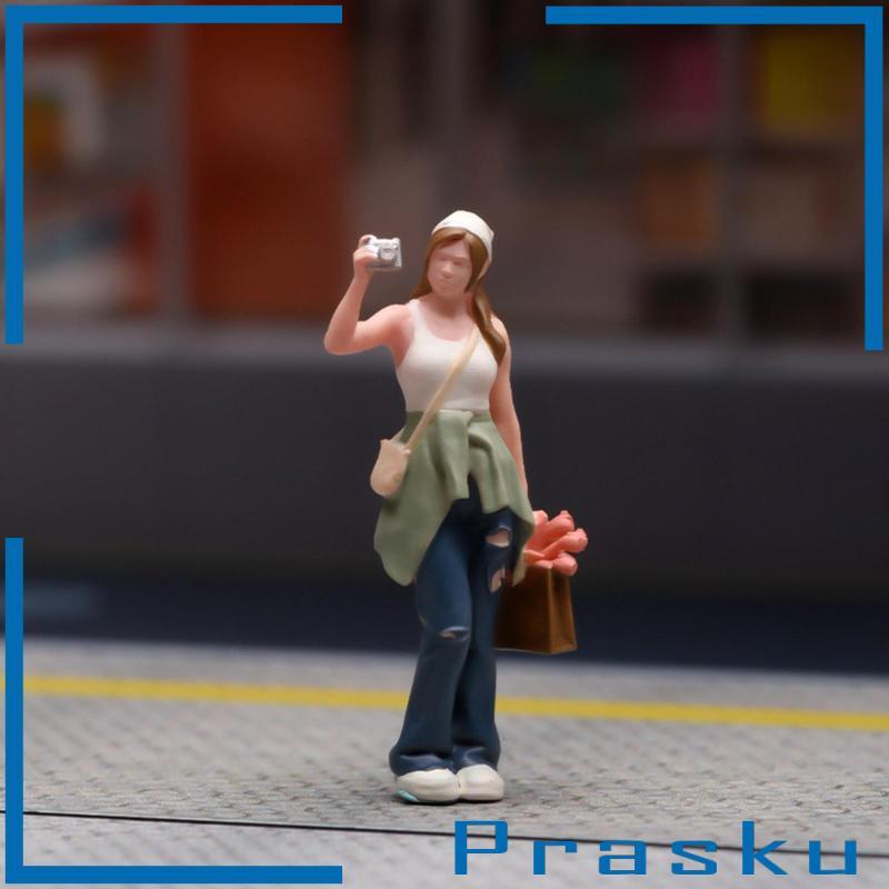 [Prasku] Estatueta Em Miniatura Feminina Escala 1/64 Com Figuras Pintadas De Câmera Compactas Para Amadores E Dioramas