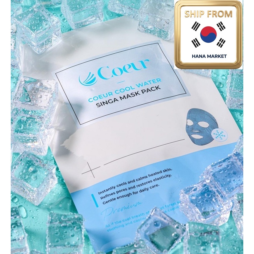 Coeur Cool Water Singha Mask Pack 1 Caixa (10 Folhas) Máscara Facial Calmante De Resfriamento Instantâneo E Hidratação K