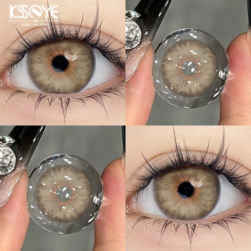 ksseye Lentes De Contato Tamanho Mini 14,0mm Siri Série Marrom/Azul/Verde/Cinza 2pcs Uso Anual