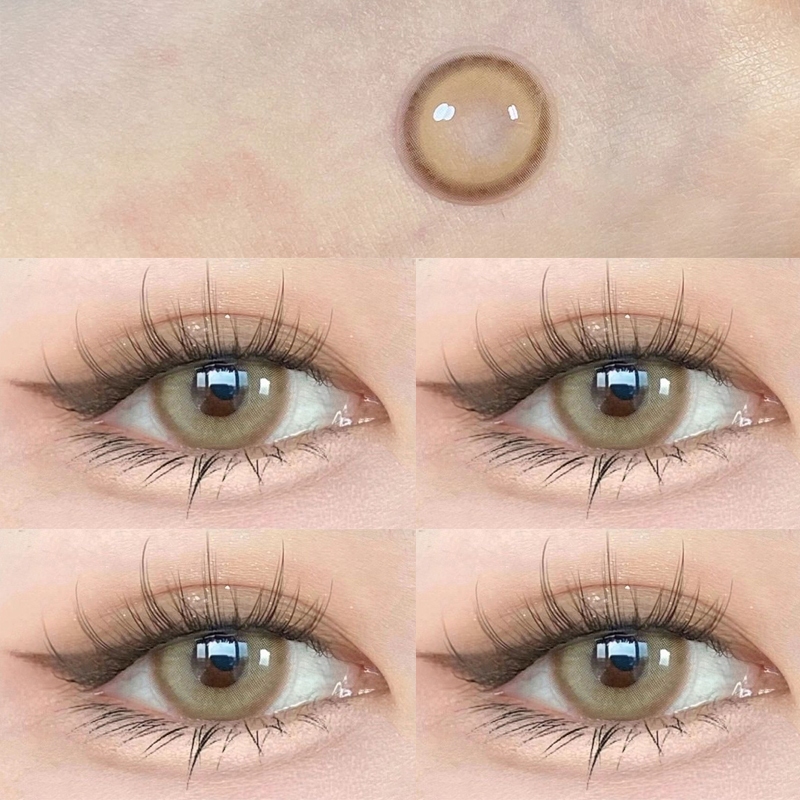 Lente De Contato KSSEYE Graduada 0,0 ~-8,00 Série blackspot Marrom/Cinza 2pcs Diâmetro Da Macia 14,2mm