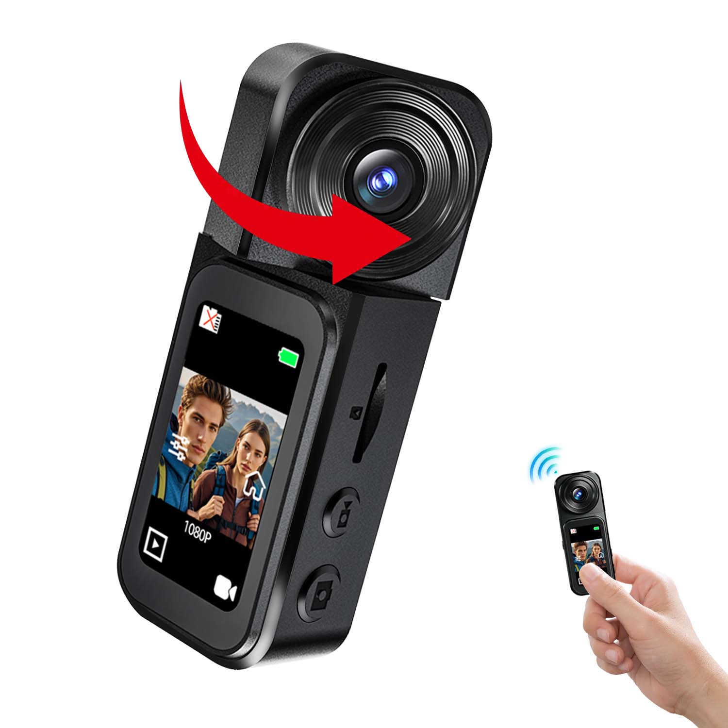 Câmera de Vlog Mini com Cordão de Pescoço Magnético Forte, Mãos Livres, Gravação POV, Vídeo 2,7K, Foto 12MP, para