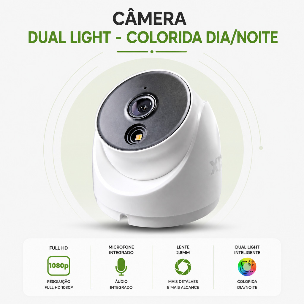 Câmera de Segurança Dome MDX Full Color com Áudio Full HD 1080p 2MP Lente 2.8mm DAP22001D/A