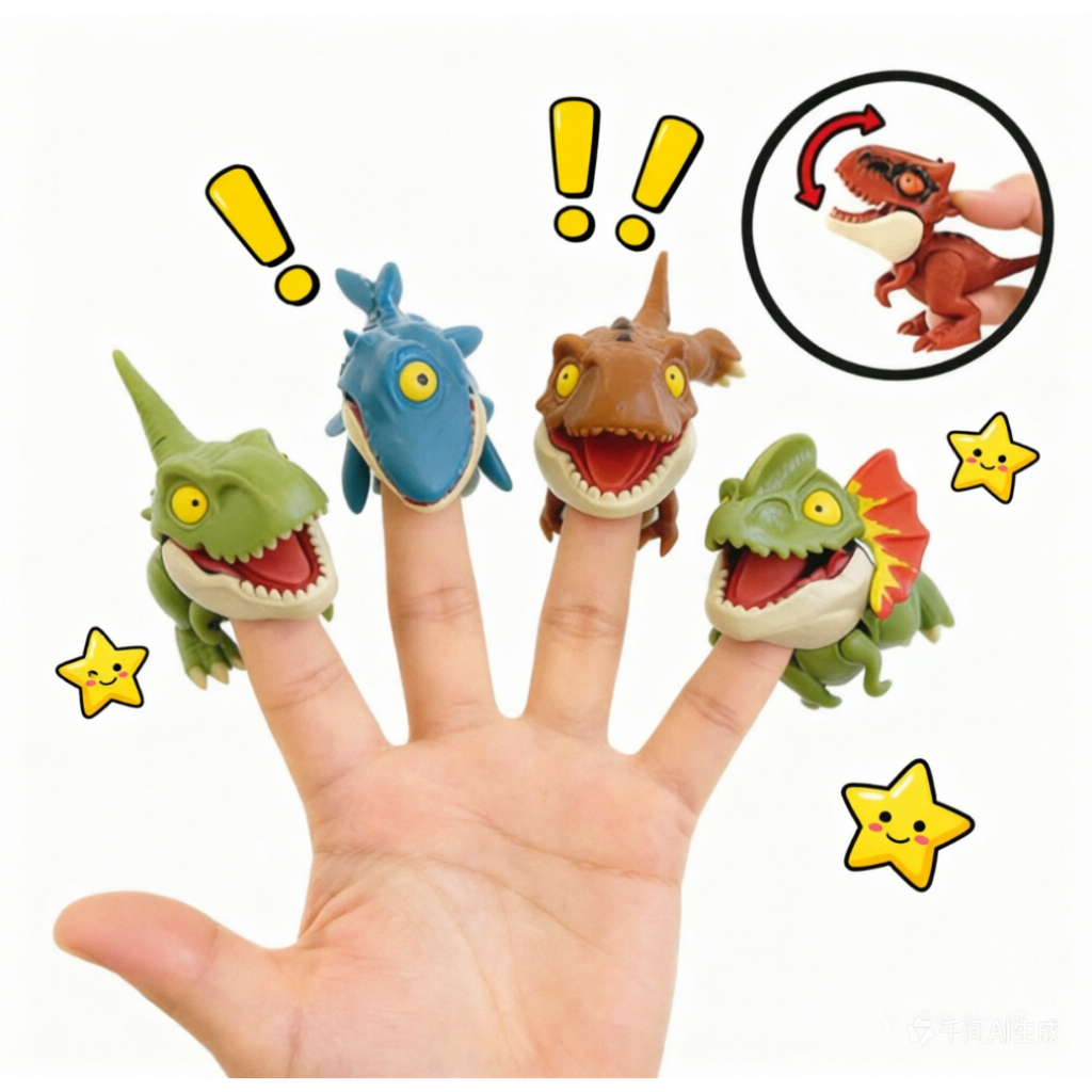 🔥Kit Dinossauro Mordida Dedo Mini - T-Rex, Tricerátops e Mais - Brinquedo Realista para Crianças - Presente Festa